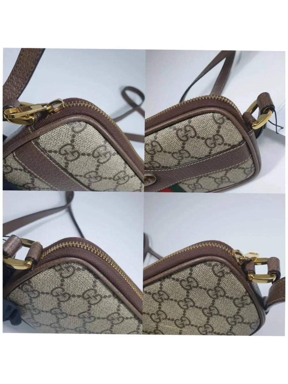 Authentic Gucci Ophidia GG Mini Crossbody Bag Beige Ebony